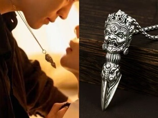 颈链配饰 个性 吾岸樊霄同款 项链四面佛金刚杵吊坠男女明星复古时尚