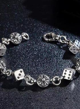 时尚雕花十字新款个性骰子十字架潮人流行朋克风欧美复古情侣手链