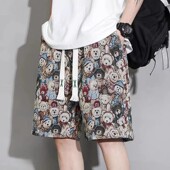 衩休闲运动沙滩五分裤 清仓捡漏外贸小熊短裤 薄款 潮流花裤 男士 夏季