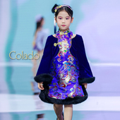 Colado扣诺高端女童唐装 旗袍礼服儿童周岁服龙年女宝宝拜年服秋冬