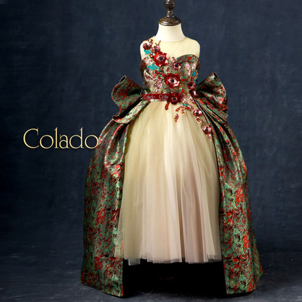 Colado扣诺女童模特走秀重工轻奢小众宫廷风儿童礼服女夏高端定制