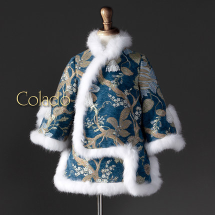 Colado扣诺高端女童秋冬拜年服新年衣服唐装旗袍汉服中式礼服棉袄