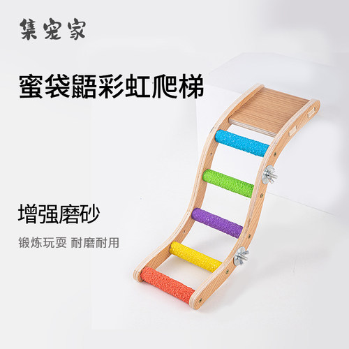 蜜袋鼯彩色爬梯玩具解闷站杆站架