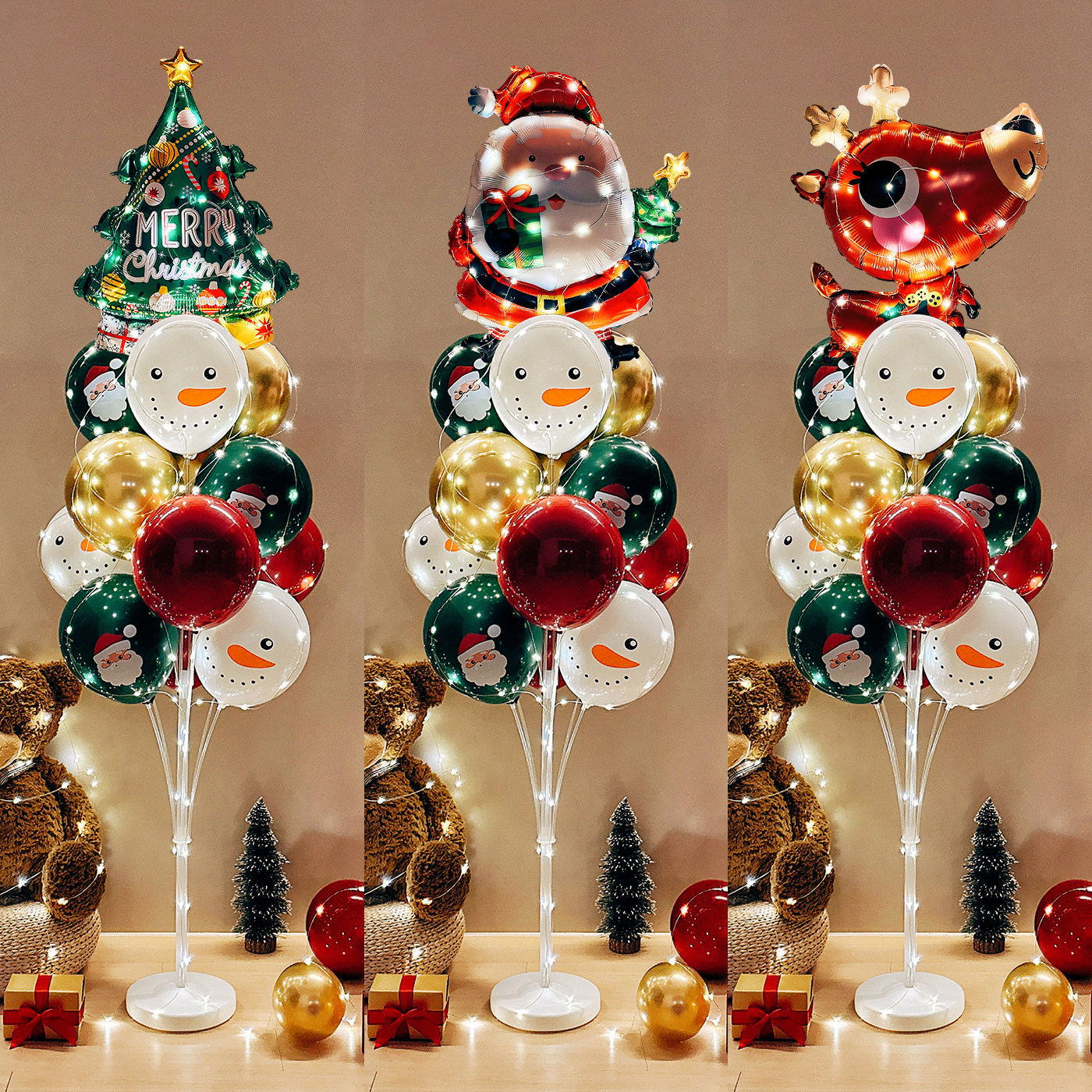 圣诞节发光气球装饰立柱桌飘用于商场店铺场景布置增添节日氛围