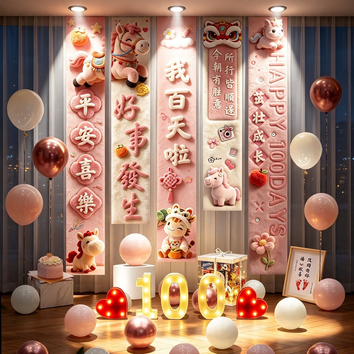 马宝宝100百天满月装饰条幅图片