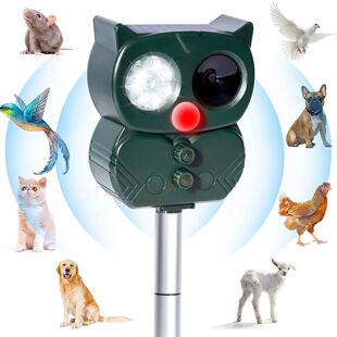 Solar powered rodent repellent, outdoor bird repellent, bree