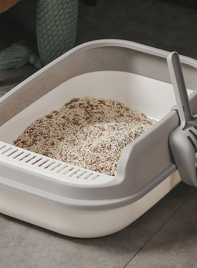 Half closed large cat litter box, thickened to prevent splas