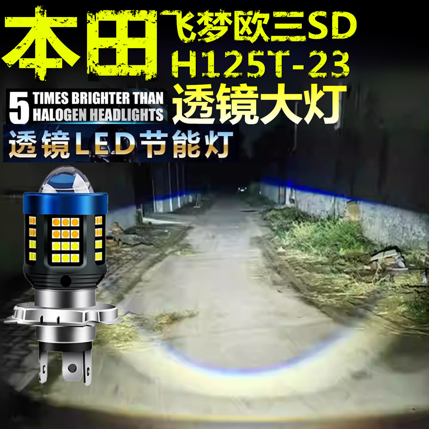 适用本田飞梦欧三SDH125T-23前大灯LED透镜摩托车远近一体大灯泡