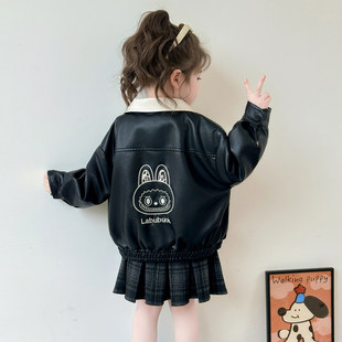 半身裙2026新款 格子儿童皮衣外套洋气女宝女童好看时髦超春秋 套装