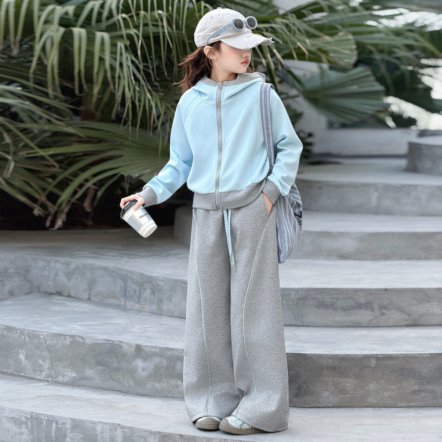 套装休闲新款裤卫衣阔两件套2026运动装春秋女童儿童腿春装超好看