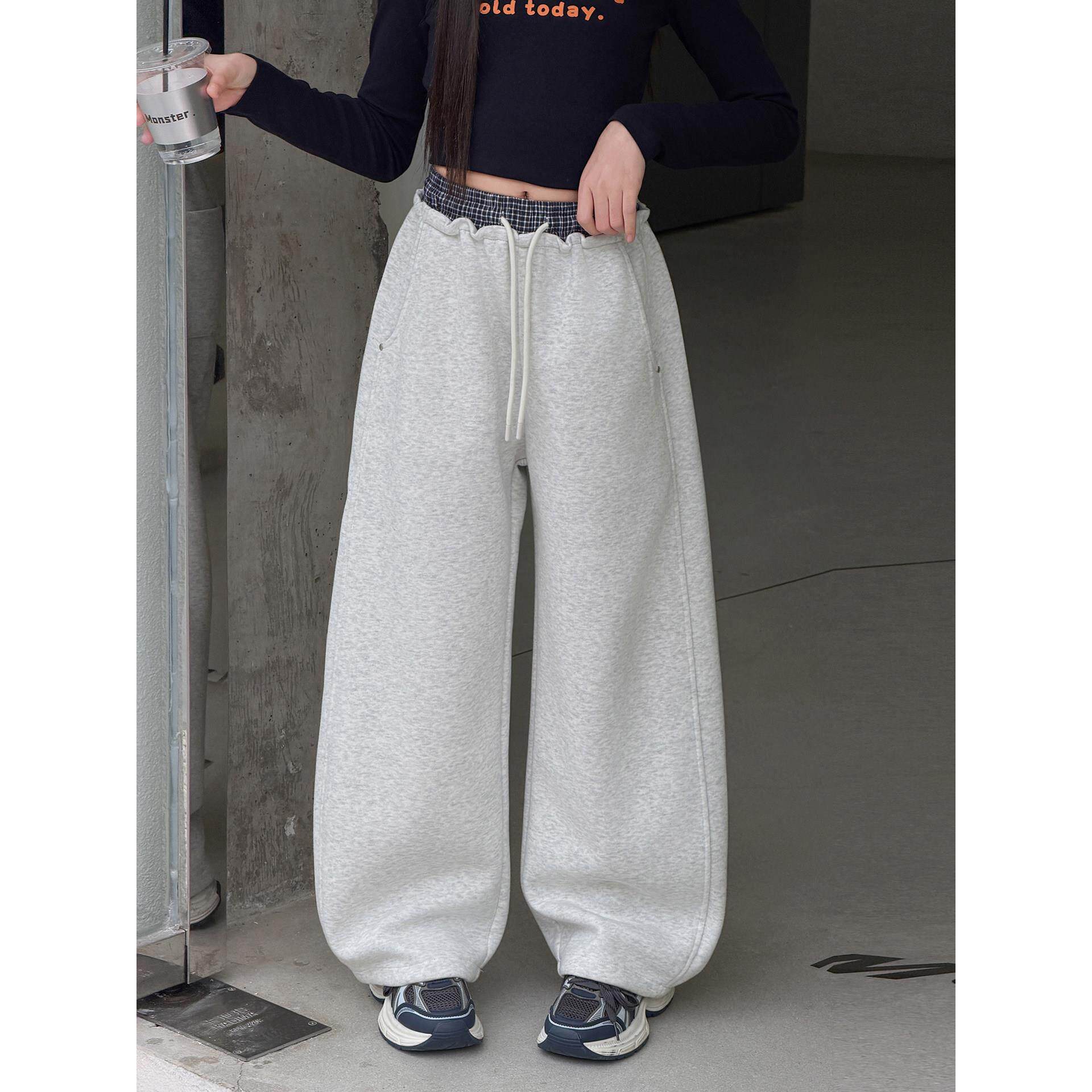 童女网红时尚运动裤装卫裤裤子拼腰儿童女童洋气裤子大网红装春款