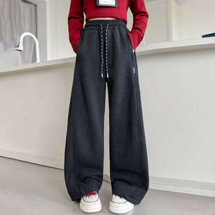 春秋季2026春装裤子新款洋派休闲腿中大童运动裤窄版阔直筒女童