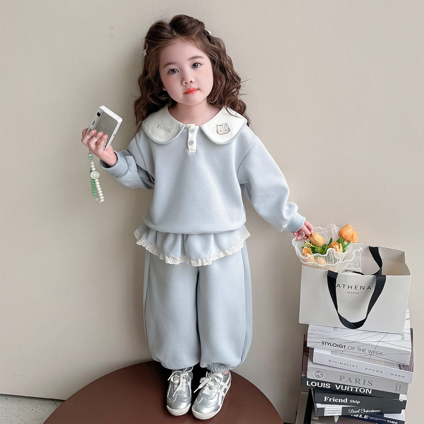 女童宝宝时髦女春季儿童套装早春2026春秋款新款卫衣春装洋气猫咪