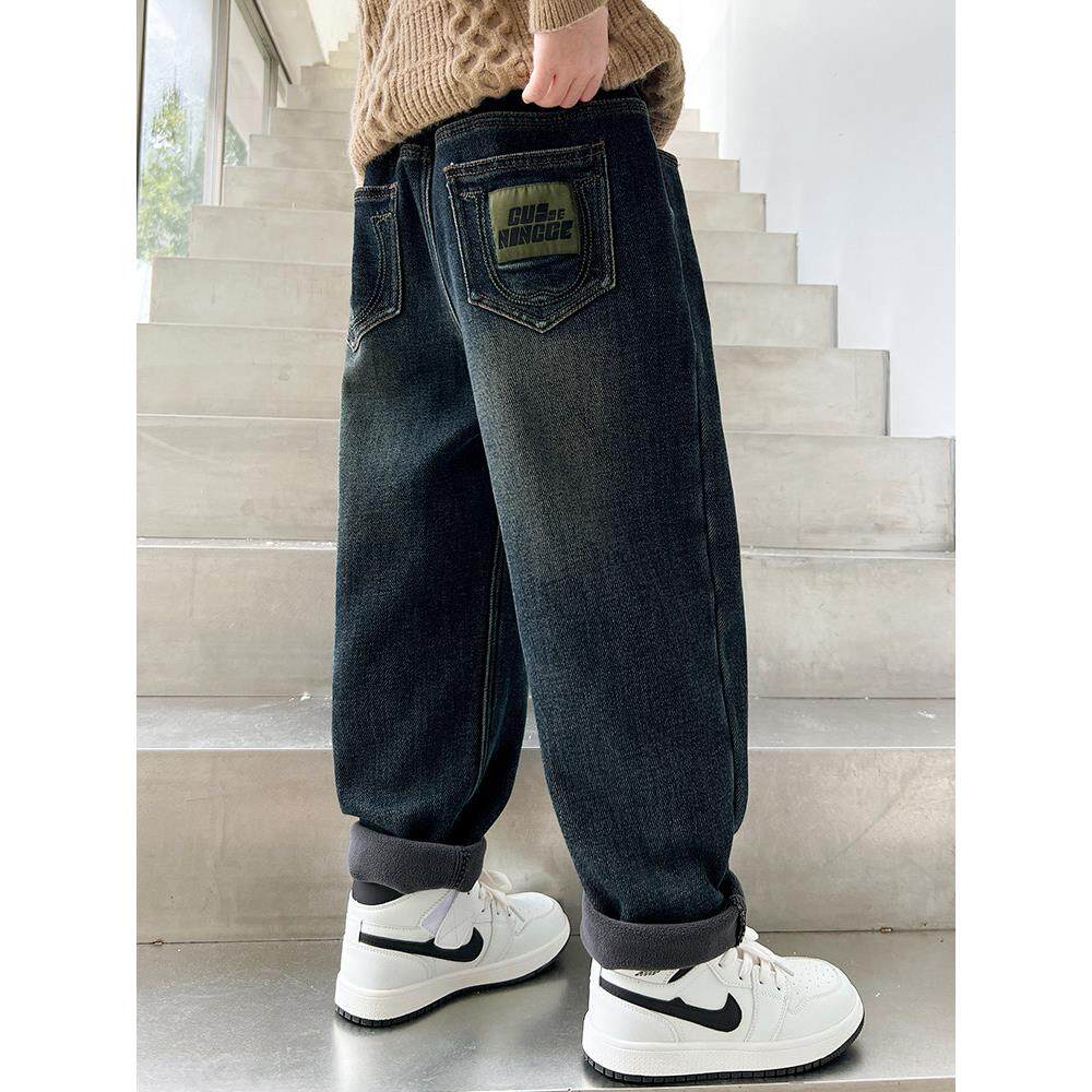 男童牛仔裤春季直筒2026新款儿童中大童男孩宽松春秋长裤阔腿裤子