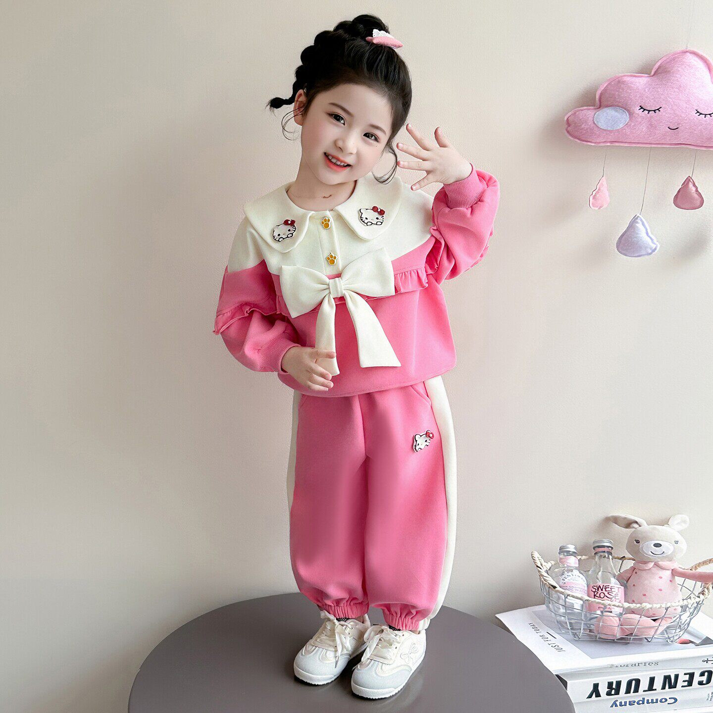春季2026春秋新款款洋气运动套装时髦女女童猫咪春装卫衣宝宝儿童
