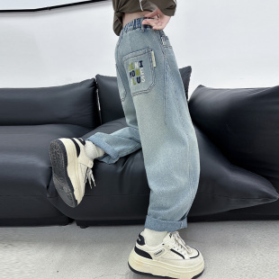 洋派儿童休闲 2025新款 老爹裤 女大童秋季 女童牛仔裤 哈伦裤 春秋款