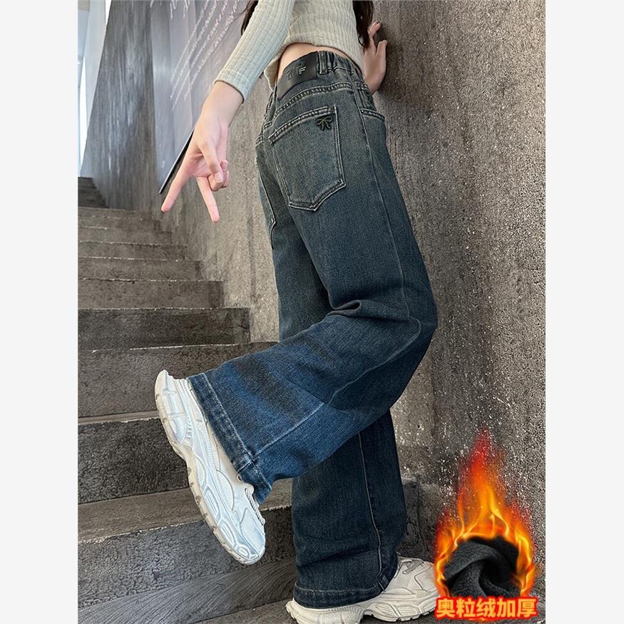 女童牛仔裤秋冬款宽松直