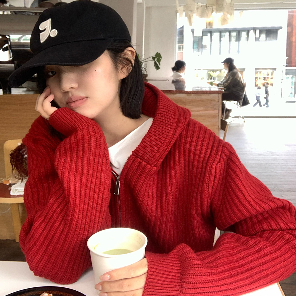 Mere 【10.20 20:20】 慵懒红色连帽毛衣