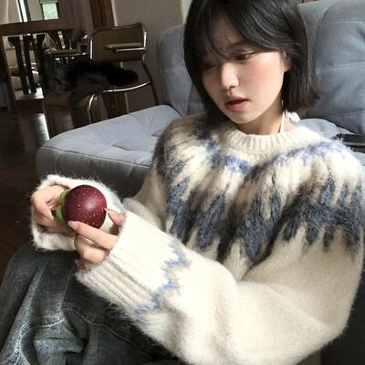 复古套头毛衣女秋冬季