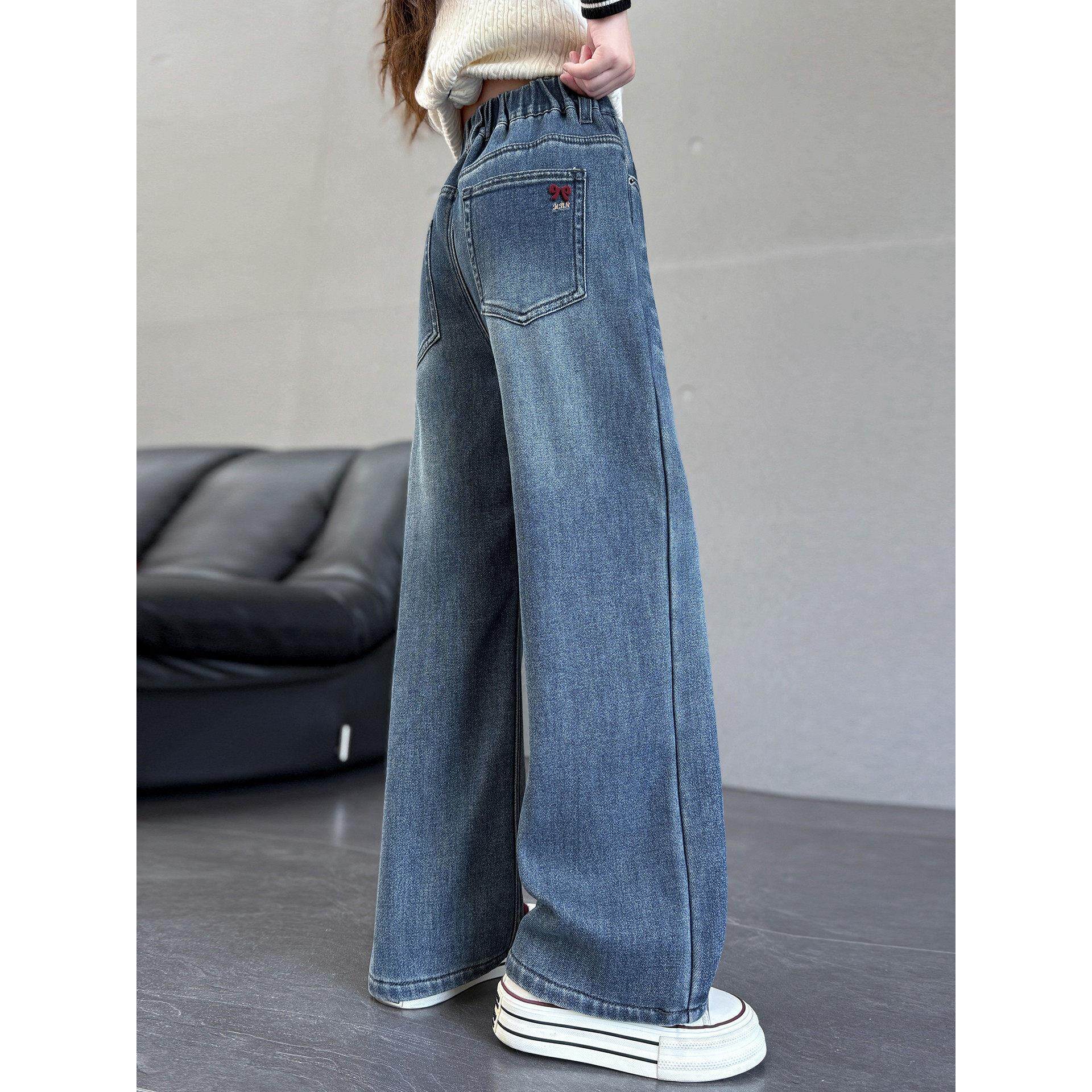 大童阔腿裤2026季直女童女孩牛仔裤春秋春装新款初中生筒裤子儿童