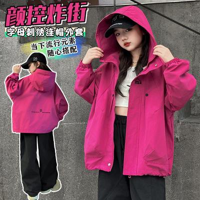 女童外套春秋款大童红色