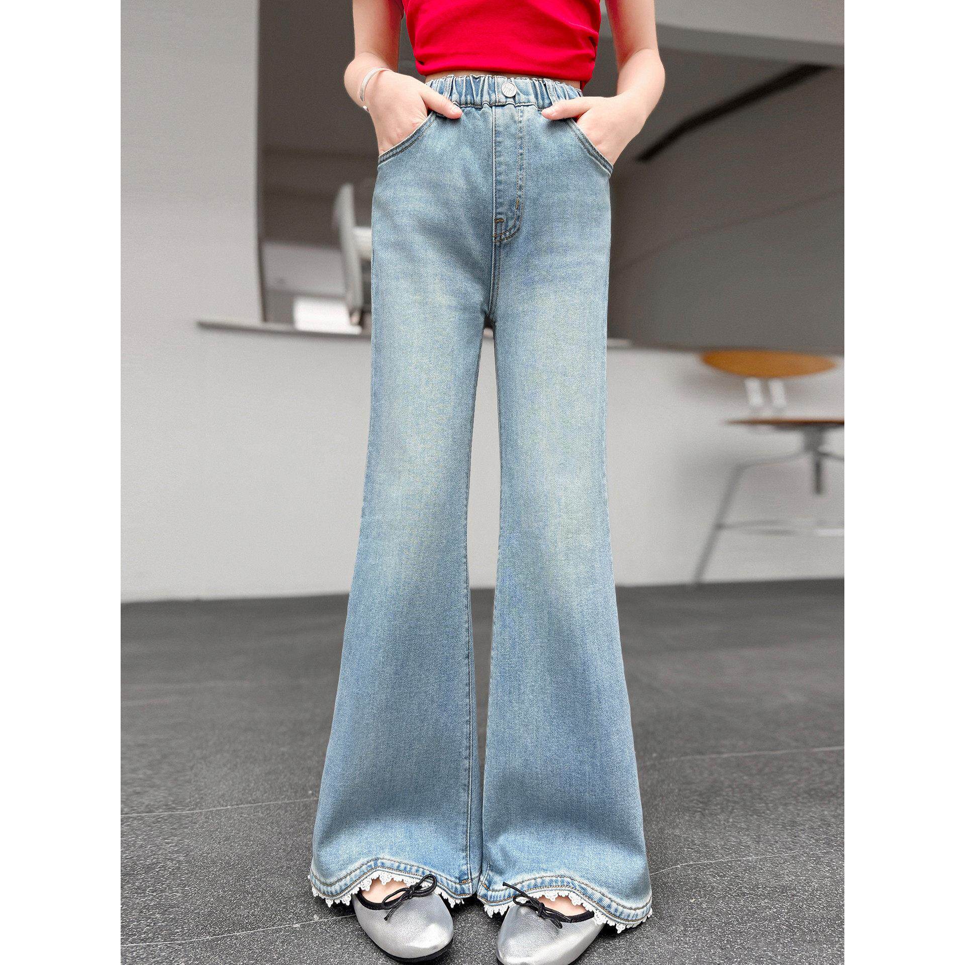 裤子春装女童2026微喇春秋儿童中大童洋气女孩牛仔裤长裤喇叭新款