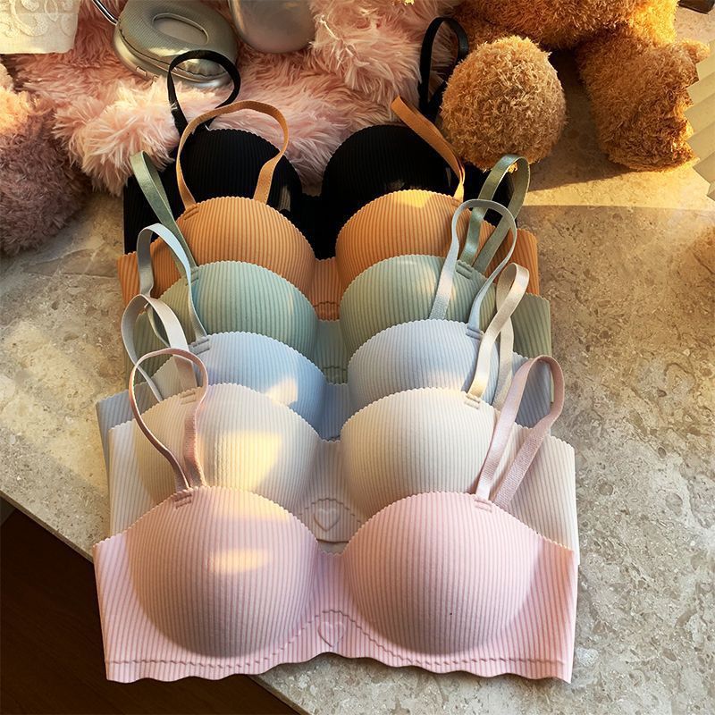 糖果内衣女小胸聚拢显大无钢圈一片式美背收副乳防下垂透气文胸罩