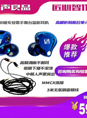 蓝色妖姬入耳式专业监听耳机高保真手机电脑直播K歌录音通用耳塞