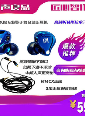 蓝色妖姬入耳式专业监听耳机高保真手机电脑直播K歌录音通用耳塞