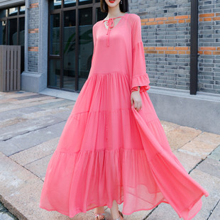 超仙清新连衣裙宽松大码 夏装 度假孕妇长裙 仙女裙女2023新款 超长款