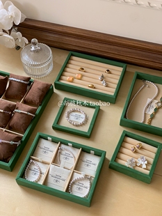 木质首饰托盘耳饰珠宝戒指项链陈列收纳饰品展示架展柜道具小号