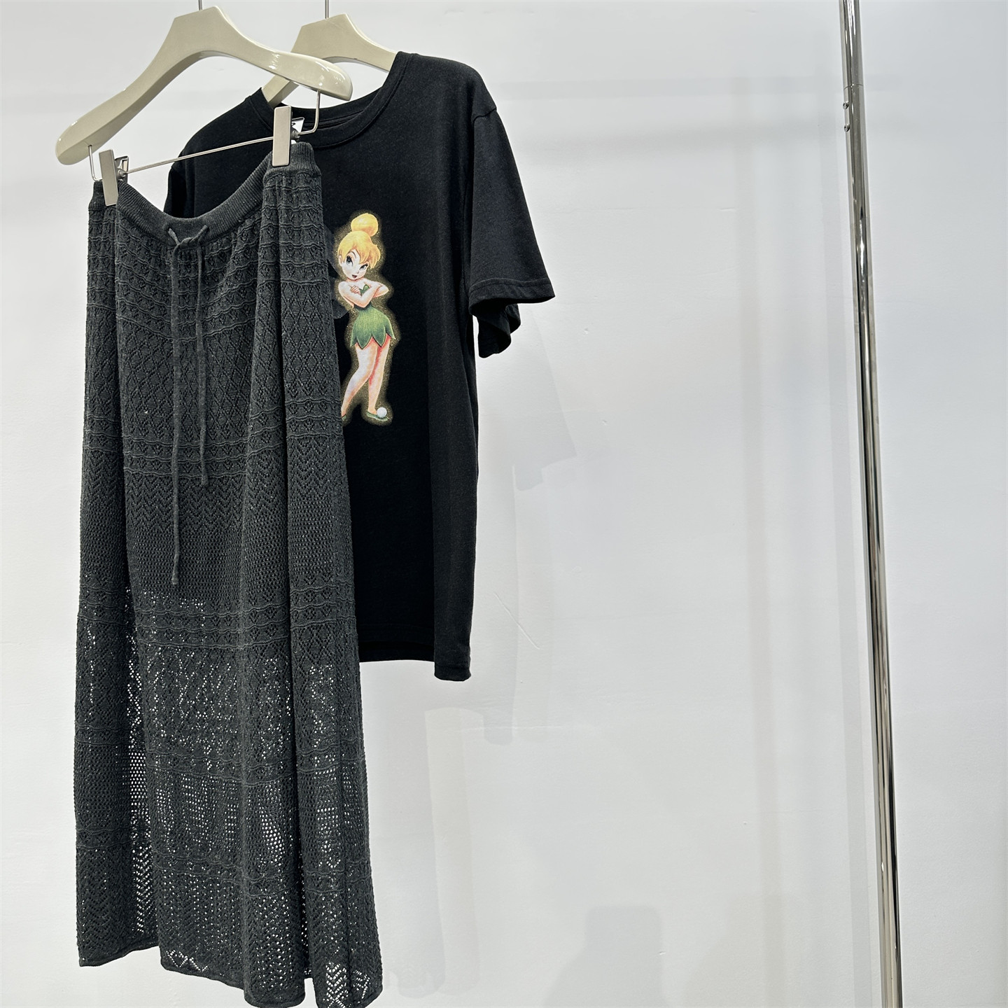 法式气质镂空冰麻感针织半身裙女慵懒松弛显瘦a字中长款裙子春夏