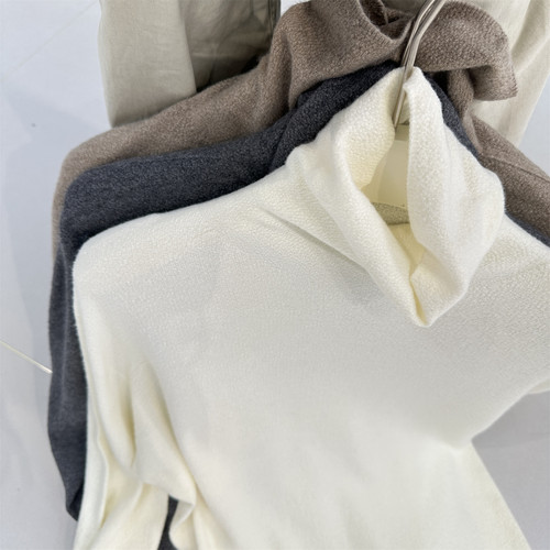 肌理感羊毛针织无缝一体高领打底衫女显瘦百搭宽松堆领打底衫秋冬