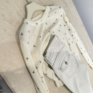 韩系小碎花圆领针织开衫 博主风叠搭显瘦通勤小上衣 女2026早春新款