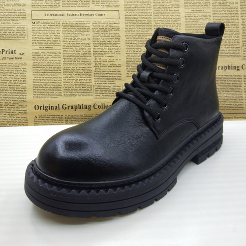 撤柜真皮头层牛皮透气圆头厚底休闲马丁靴帅气上线休闲百搭男靴子