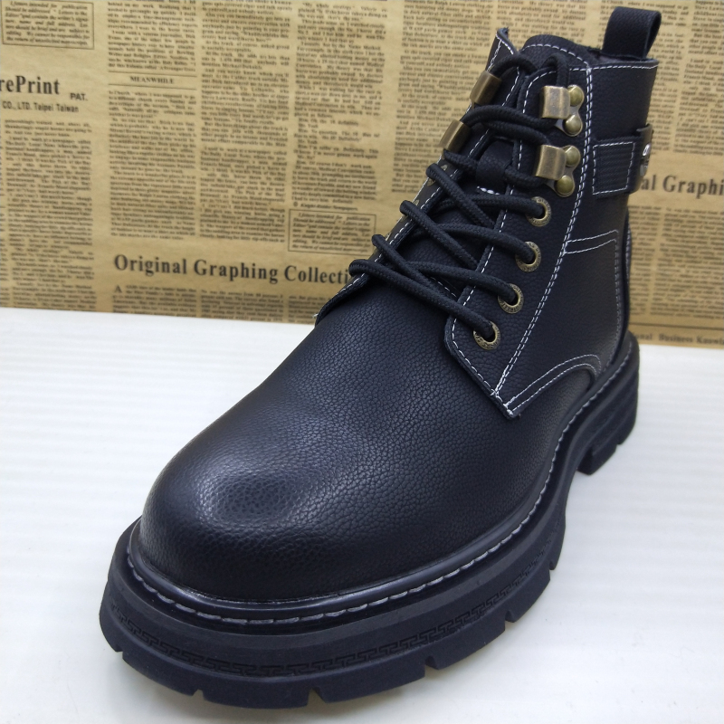 撤柜侧拉链真皮厚底软底防滑透气马丁靴短筒圆头帅气休闲瑕疵男靴
