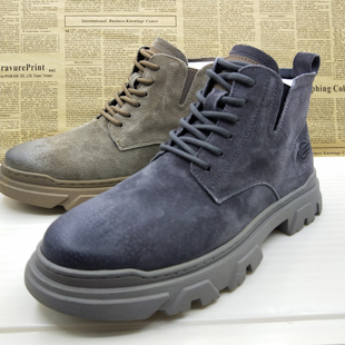 撤柜清仓真皮反绒猪皮软底手工上线工装 靴防滑透气马丁靴休闲男靴