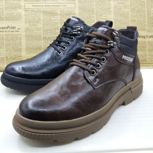 撤柜真皮厚绒真毛厚底软底防滑透气马丁靴防滑休闲秋冬帅气男靴子