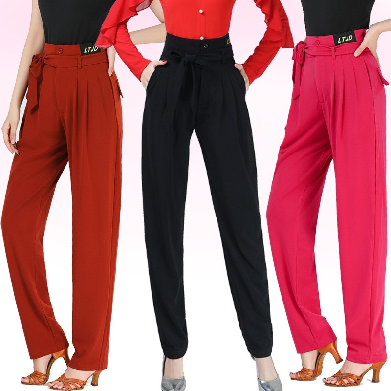 拉丁舞褲水兵舞褲高腰小腳褲子女