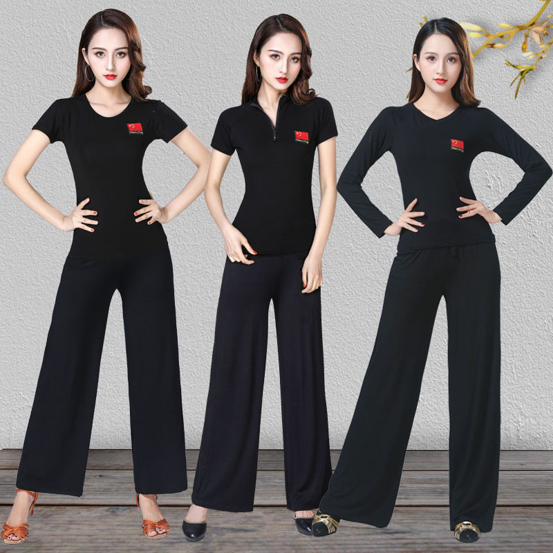 新款拉丁舞练功套装女摩登舞交谊舞成人广场舞练习舞蹈跳舞女舞服