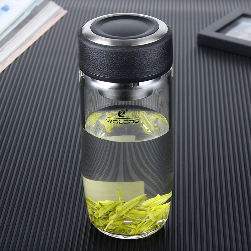 卧龙水杯耐热玻璃卧龙便携水杯