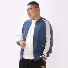 立领夹克外套撞色灯芯绒棒球服外套 男士 我和熊先生 春秋潮胖大码