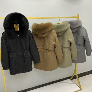 派克服女2025新款皮毛一体外套女大衣狐狸毛领兔毛内胆可拆卸外壳