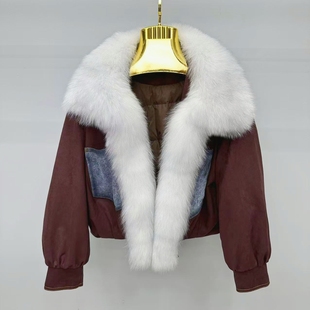 2025冬季新款羽绒服女士年轻时尚韩版短款皮草外套狐狸毛领可拆卸