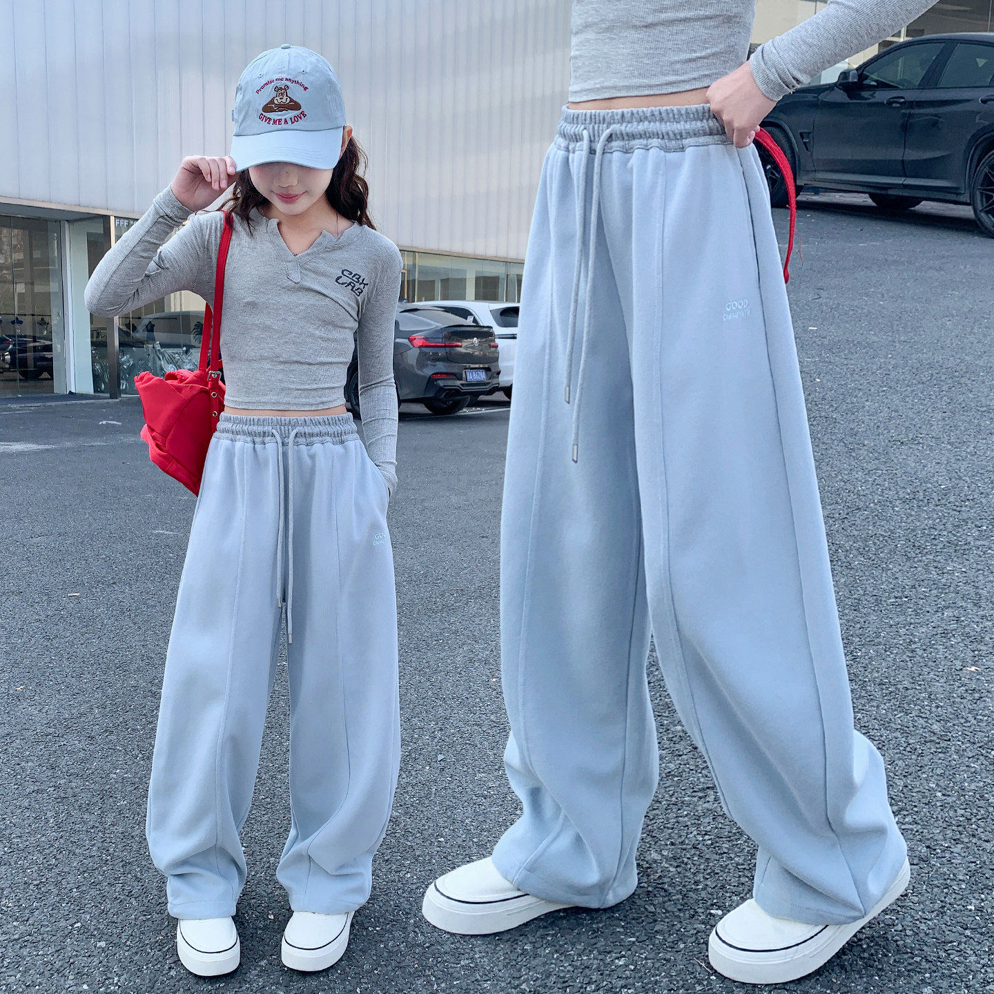 春装弯刀阔腿中大童女童春秋儿童女孩针织运动裤卫裤新款休闲2026