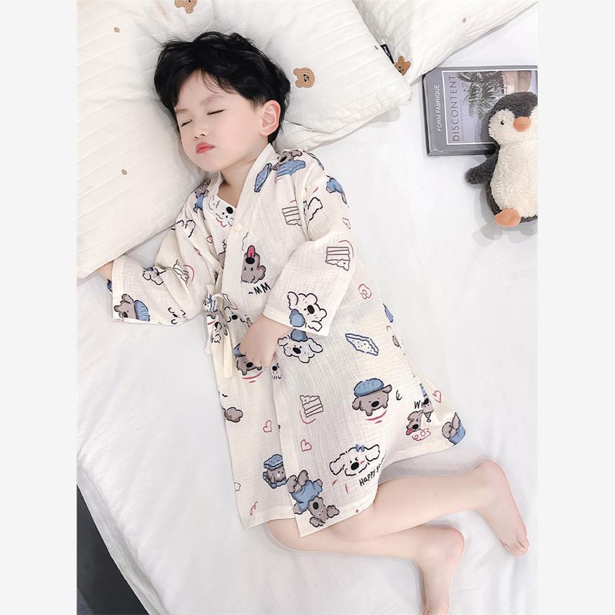 男童睡衣浴袍春秋款2025新款儿童可爱家居服男宝宝秋季空调服浴衣