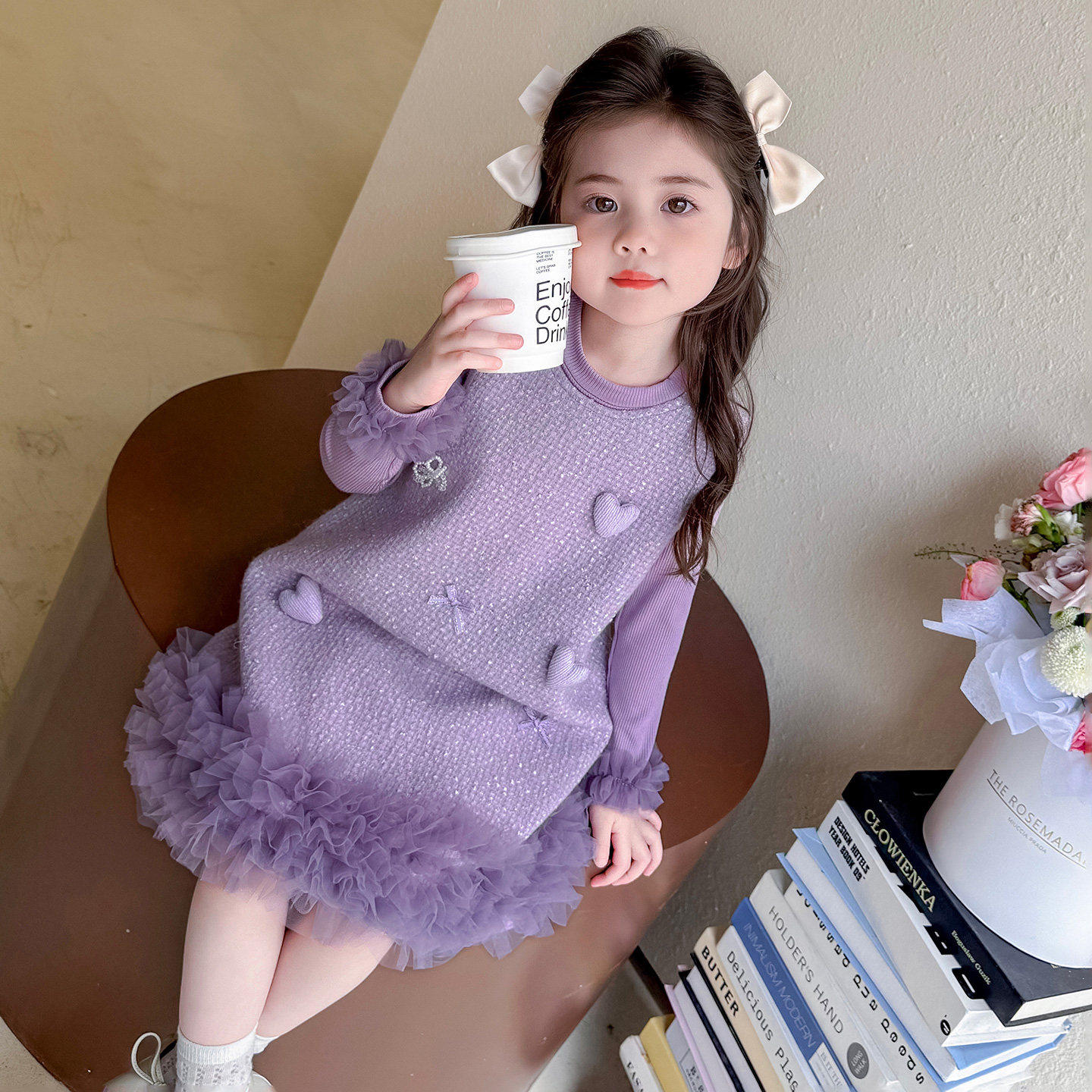 超女童儿童春装背心公主连衣裙女宝裙春款甜美2026时髦好看裙套装