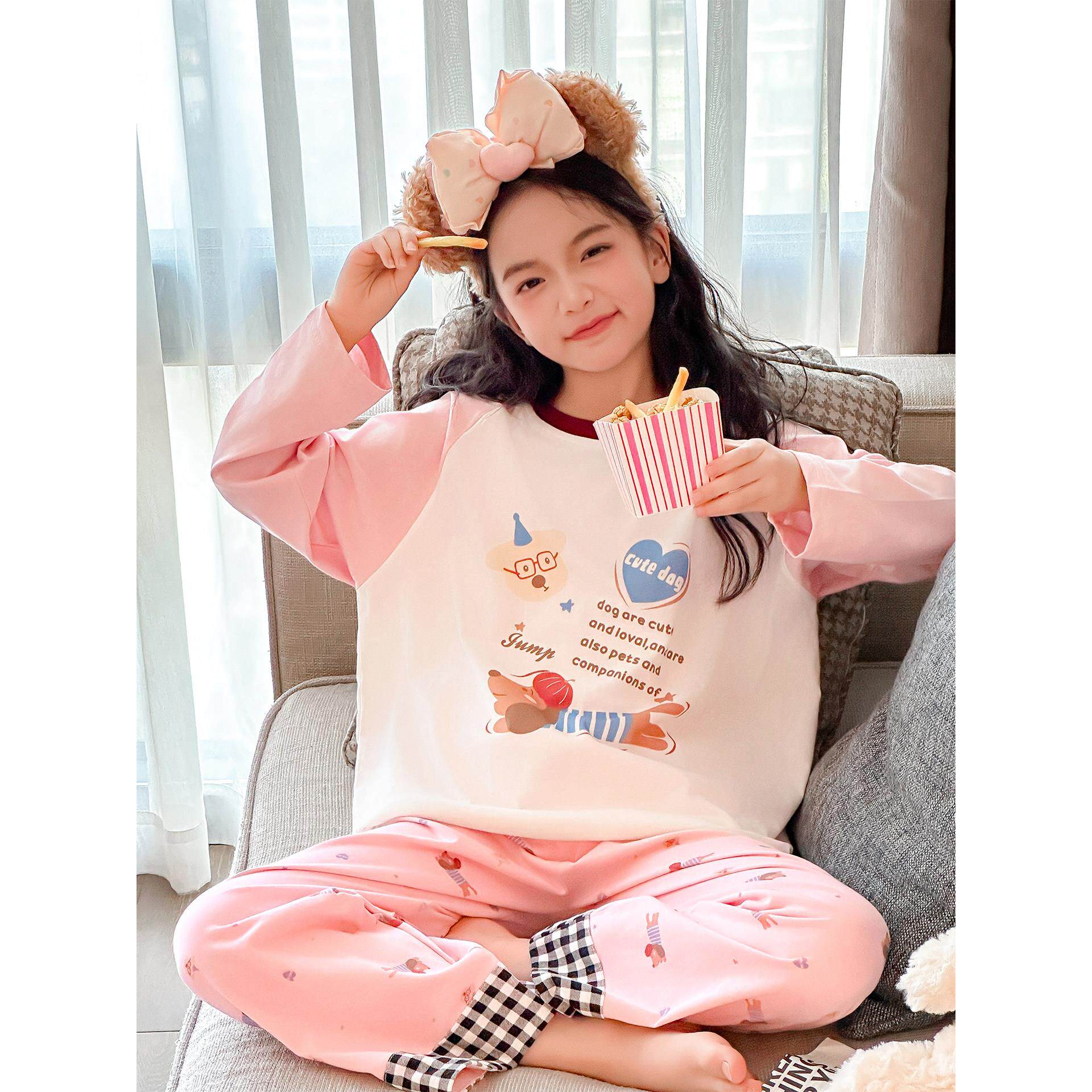 春秋服洋气居家2026中大童休闲女童时髦款眠小狗莫代尔两件套睡衣