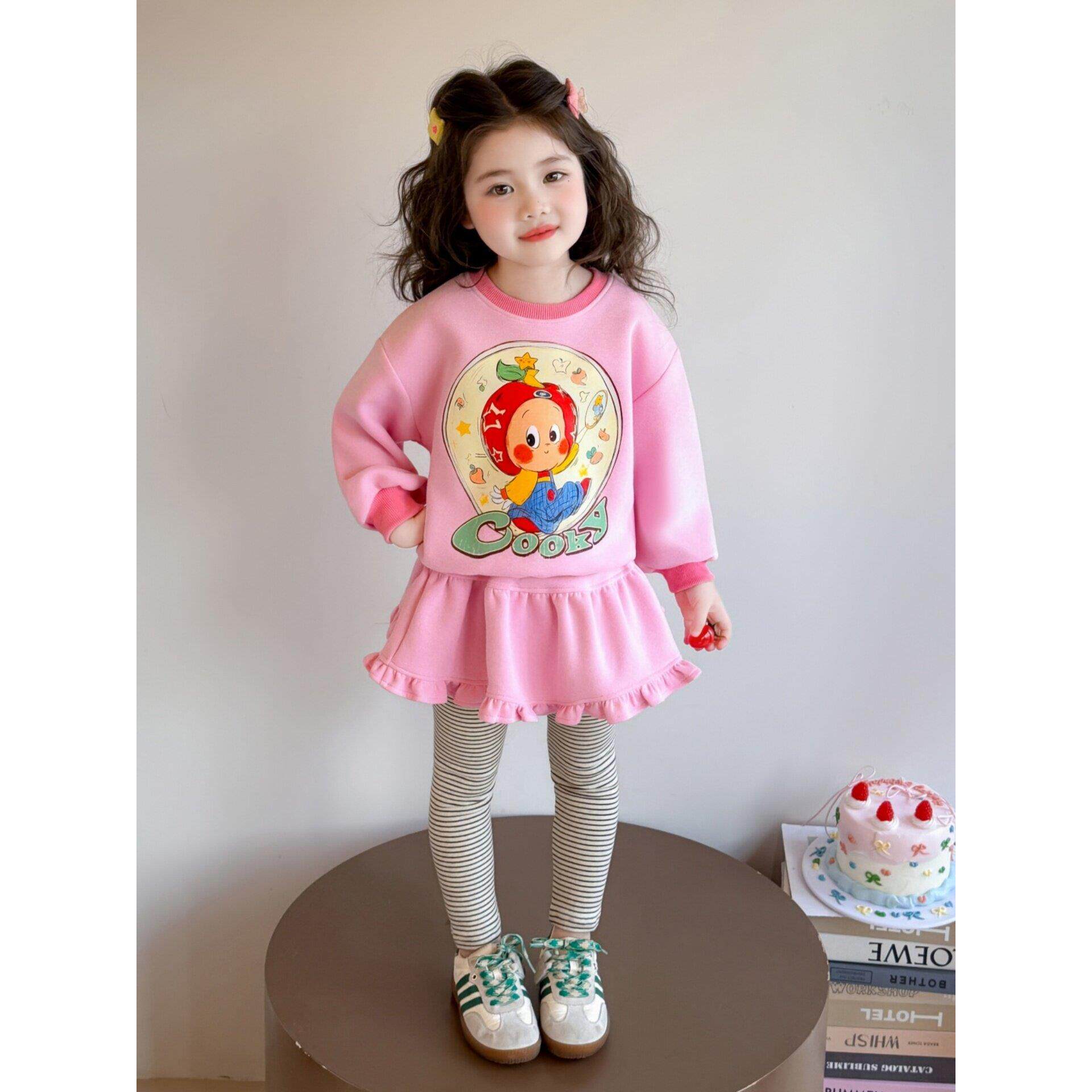 裤卡通儿童卫衣裙春装女宝款女童时髦春秋2026套装两件套洋气时尚