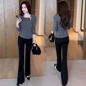 长袖 T恤女2025春季 新款 时尚 洋气修身 显瘦小个子设计感蝴蝶结上衣